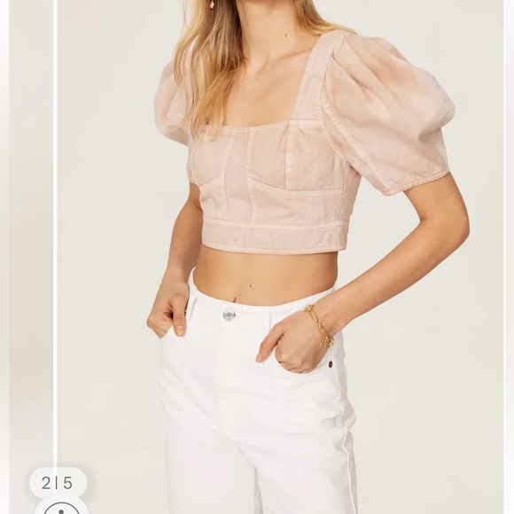 Ulla Johnson Tops - Ulla Johnson Renee Denim Cropped Top Pink 100% Cotton Size 6